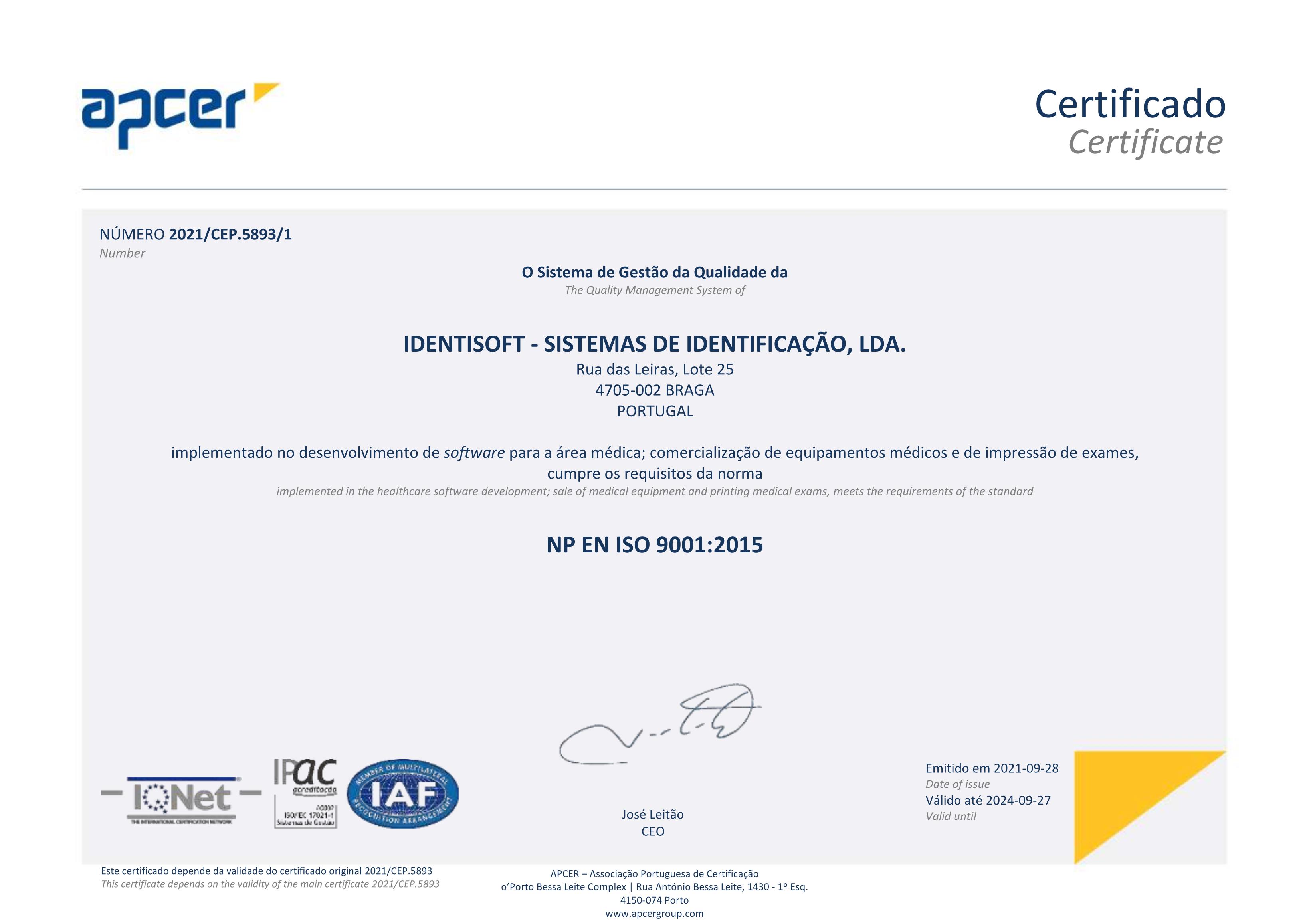 Certificado ISO 9001